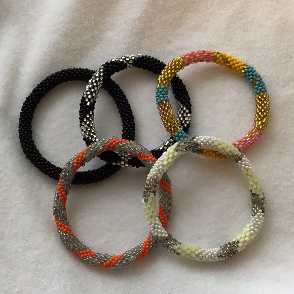 Set of 5 Nepal Bead Bracelets NEW - Picture 1 of 6